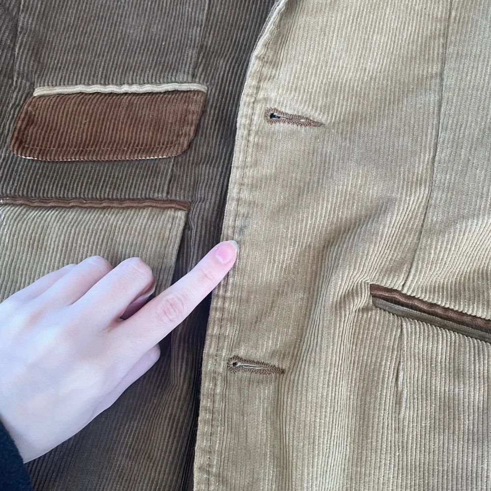 Mark McNairy Mens Corduroy Patchwork Blazer Jacket Size 38 Brown‎ Tones USA #